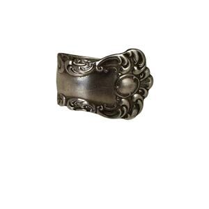 Size 11 Sterling Silver Plated Ornate Spoon Ring